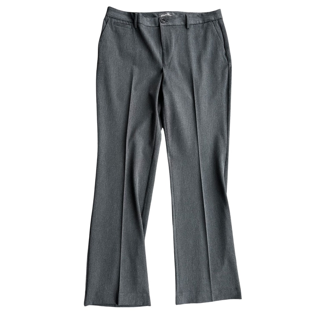 Eddie Bauer Dress Pants Curvy Fit Gray High Rise Trousers Workwear Size 16 Tall